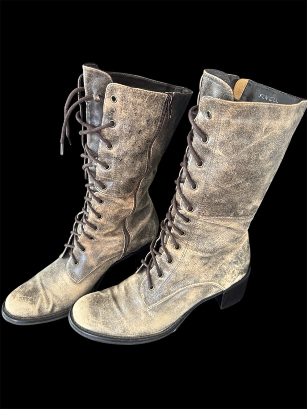 Vintage Pazzo Distressed Look Lace up Boots - Picture 3 of 17